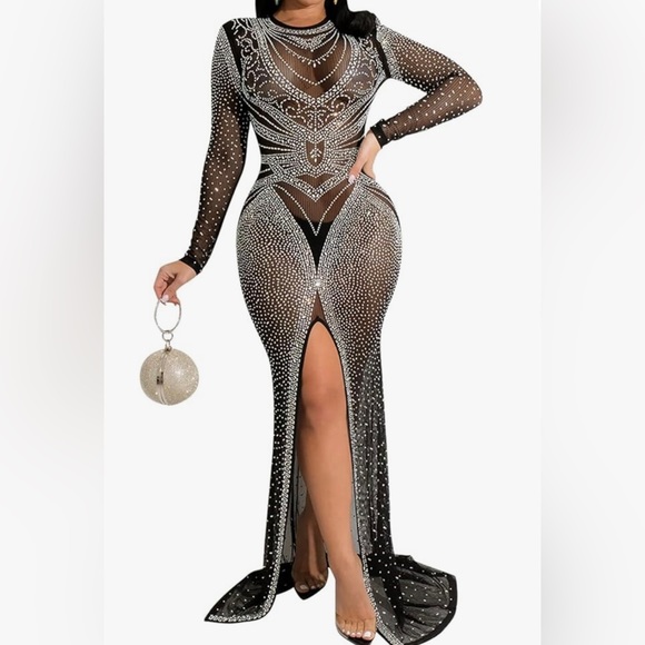 Dresses & Skirts - Mesh Black Sequin Dress Size XL